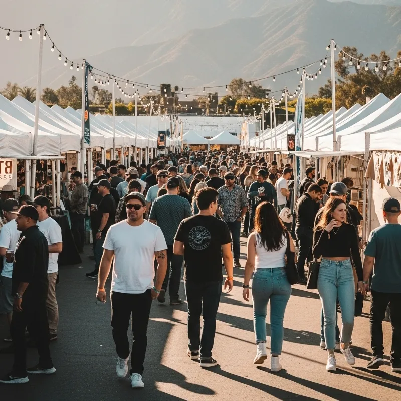 Busy Artisan Market with People Shopping